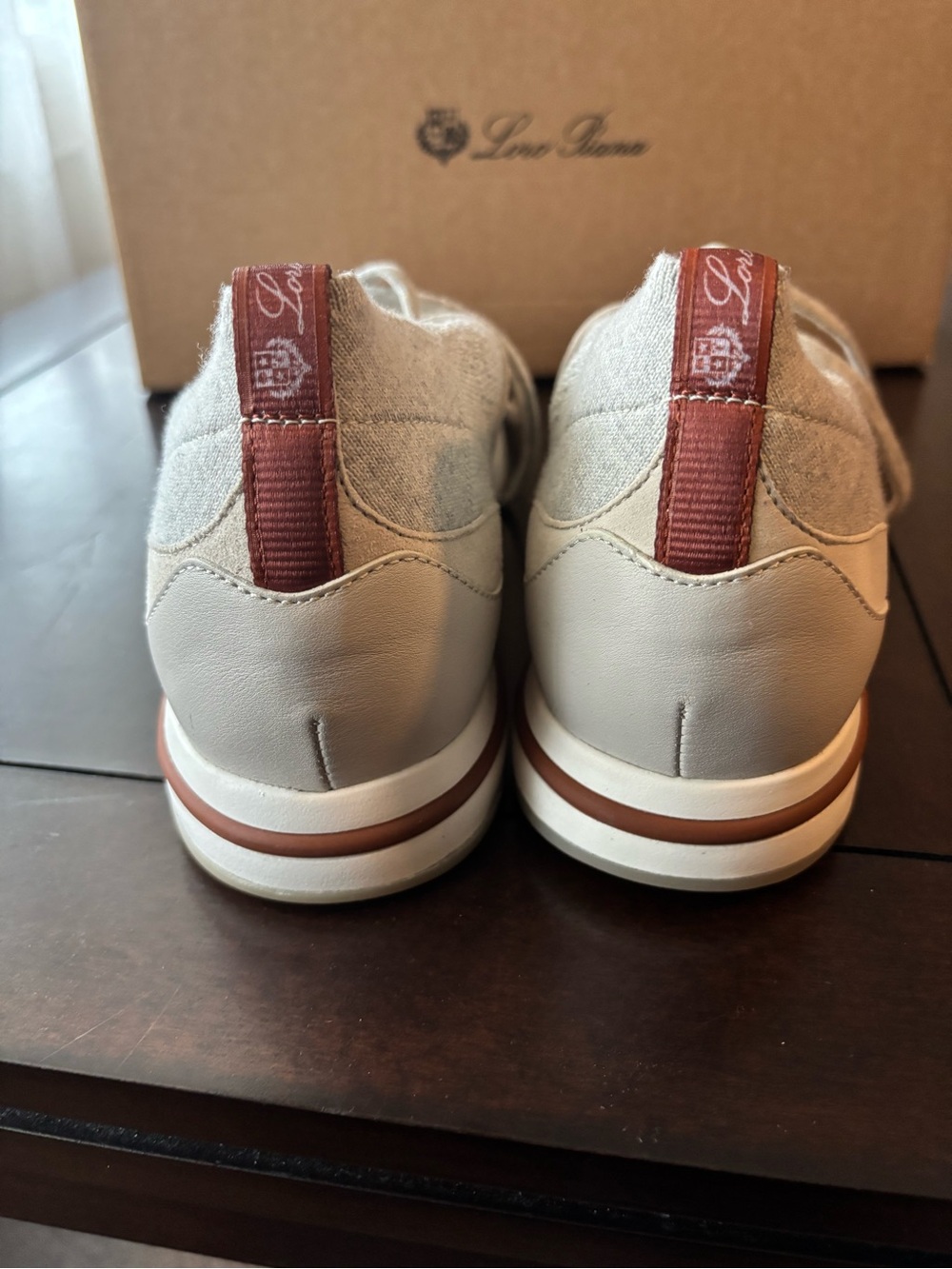 Loro Piana women's Knit Lace-Up Sneakers in Light Beige - Picture 3 of 5